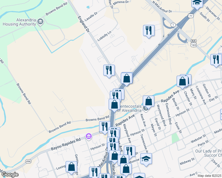 map of restaurants, bars, coffee shops, grocery stores, and more near 3028 North Macarthur Drive in Alexandria