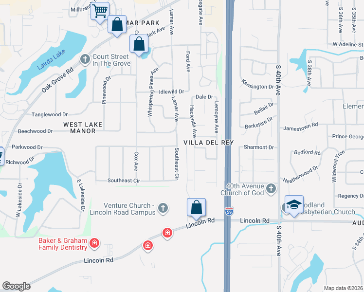 map of restaurants, bars, coffee shops, grocery stores, and more near 602 Southeast Cir in Hattiesburg