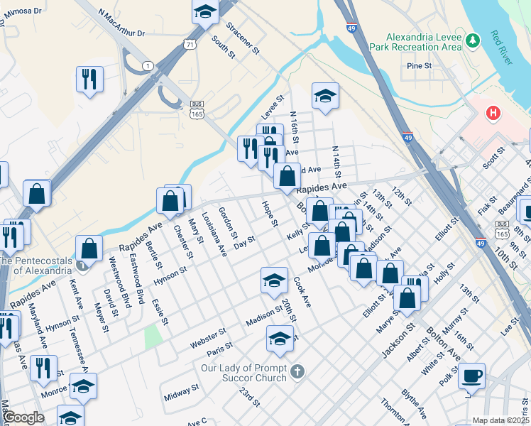 map of restaurants, bars, coffee shops, grocery stores, and more near 1829 Day Street in Alexandria