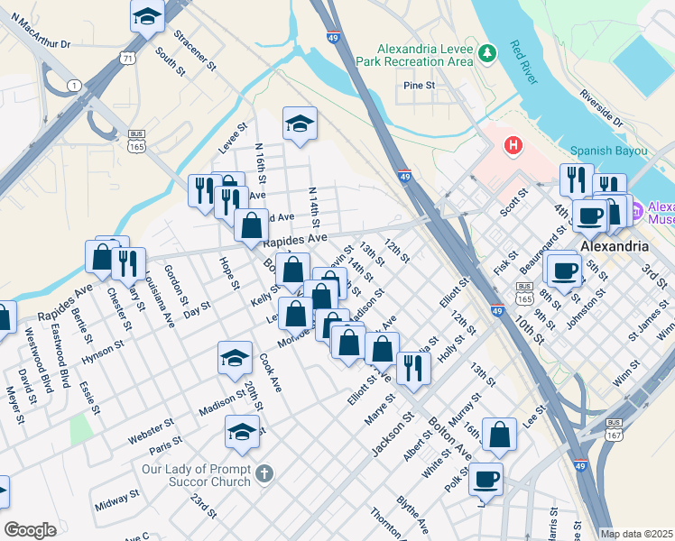 map of restaurants, bars, coffee shops, grocery stores, and more near 111 15th Street in Alexandria