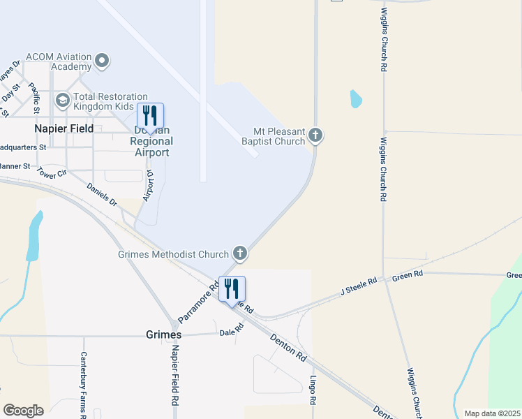 map of restaurants, bars, coffee shops, grocery stores, and more near 524 Parramore Road in Midland City