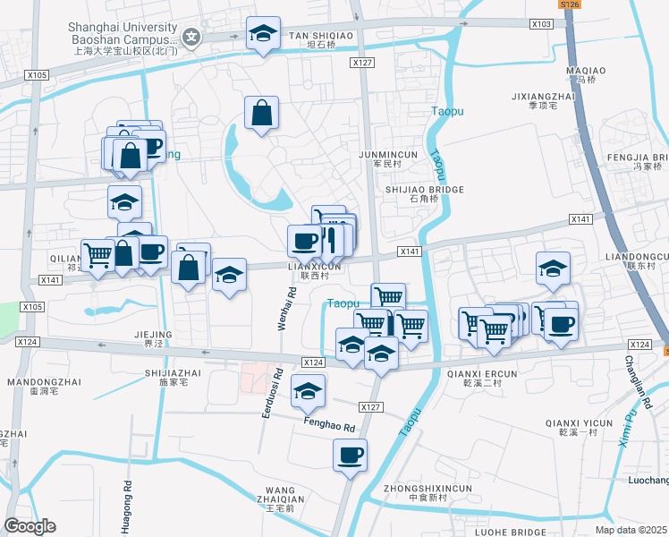 map of restaurants, bars, coffee shops, grocery stores, and more near in 