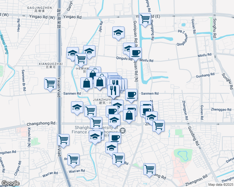 map of restaurants, bars, coffee shops, grocery stores, and more near in 