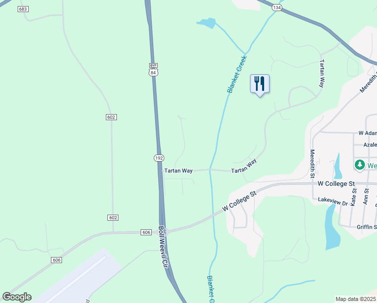 map of restaurants, bars, coffee shops, grocery stores, and more near 224 Tartan Way in Enterprise