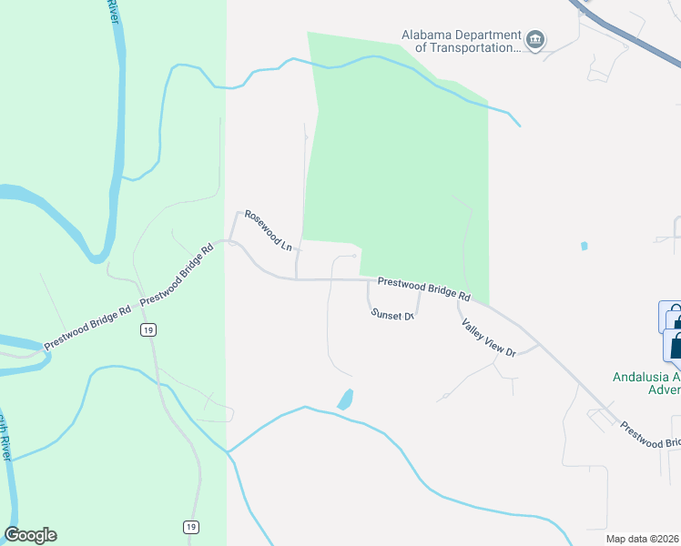 map of restaurants, bars, coffee shops, grocery stores, and more near 1501-1517 Ridgecrest Dr in Andalusia