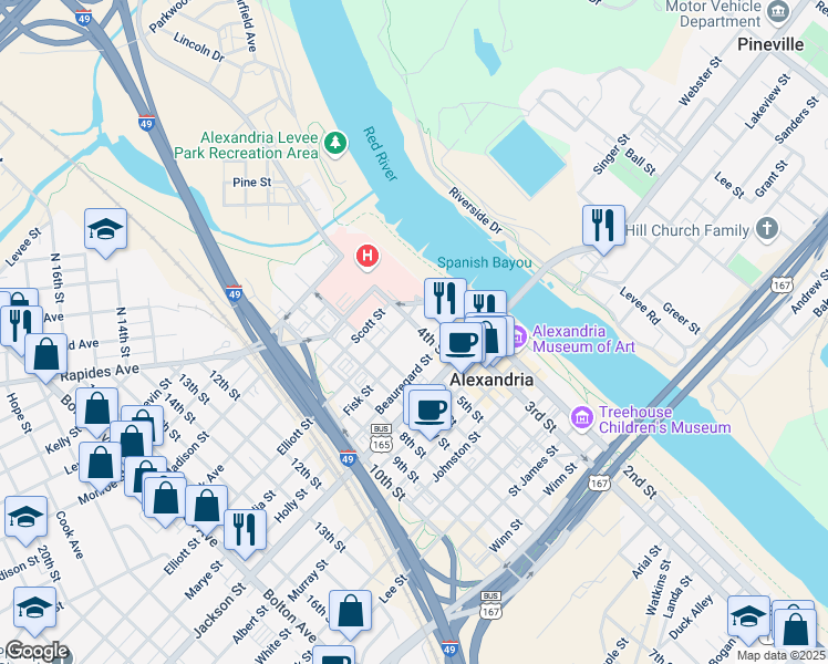 map of restaurants, bars, coffee shops, grocery stores, and more near 626 4th Street in Alexandria