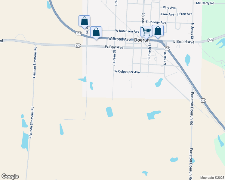 map of restaurants, bars, coffee shops, grocery stores, and more near in Doerun