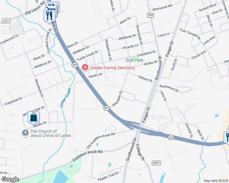 map of restaurants, bars, coffee shops, grocery stores, and more near 1904 Allendale Drive in Lufkin