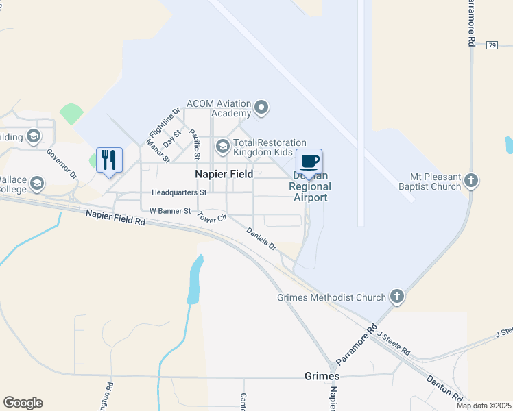 map of restaurants, bars, coffee shops, grocery stores, and more near 215 Atlantic Street in Dothan