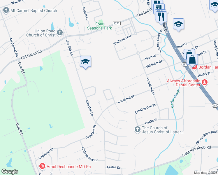 map of restaurants, bars, coffee shops, grocery stores, and more near 1301 Brook Hollow Drive in Lufkin