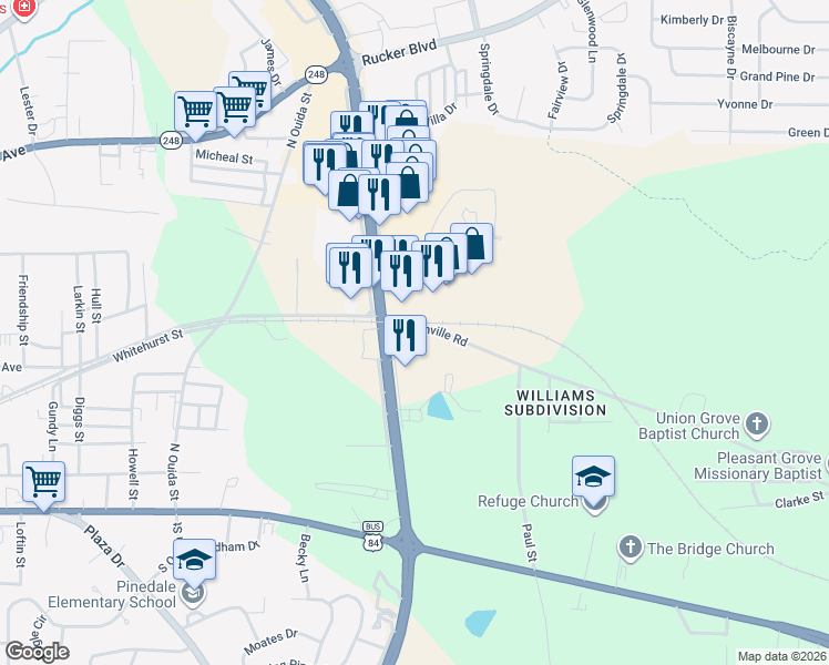 map of restaurants, bars, coffee shops, grocery stores, and more near 106 Coppinville Road in Enterprise