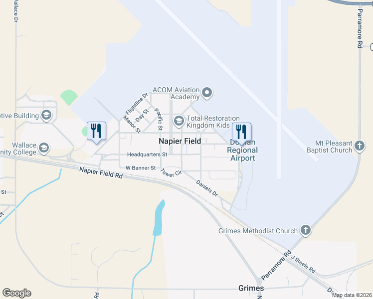 map of restaurants, bars, coffee shops, grocery stores, and more near in Napier Field