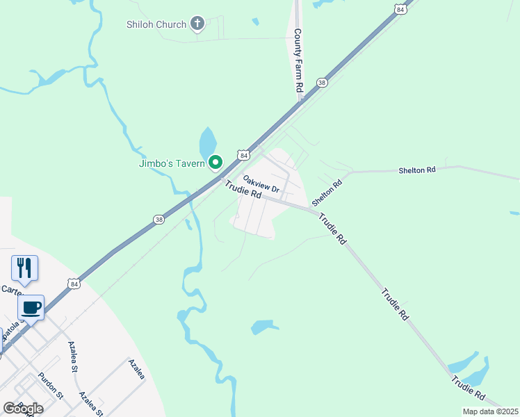 map of restaurants, bars, coffee shops, grocery stores, and more near 5108 Crosby Circle in Blackshear