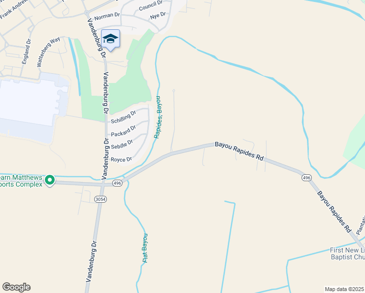 map of restaurants, bars, coffee shops, grocery stores, and more near 6056 Bayou Rapides Road in Alexandria