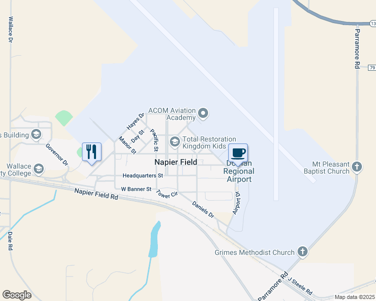 map of restaurants, bars, coffee shops, grocery stores, and more near 7815 Base Street in Dothan