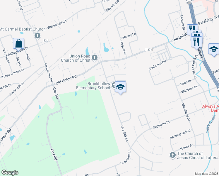 map of restaurants, bars, coffee shops, grocery stores, and more near 1009 Live Oak Lane in Lufkin
