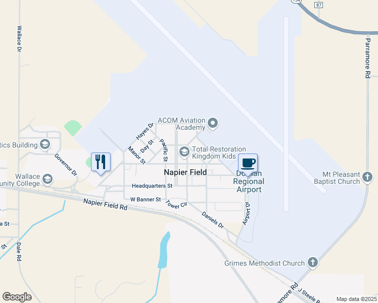 map of restaurants, bars, coffee shops, grocery stores, and more near 7815 Base Street in Dothan