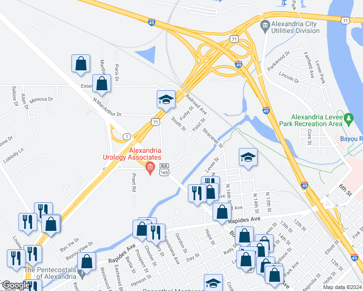 map of restaurants, bars, coffee shops, grocery stores, and more near 1408 Yoist Street in Alexandria