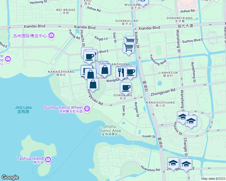 map of restaurants, bars, coffee shops, grocery stores, and more near 文化水廊支路 in Su Zhou Shi