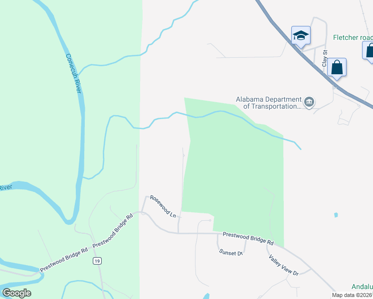 map of restaurants, bars, coffee shops, grocery stores, and more near 1806 Cedar Road in Andalusia