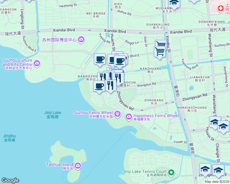 map of restaurants, bars, coffee shops, grocery stores, and more near in Suzhou Shi