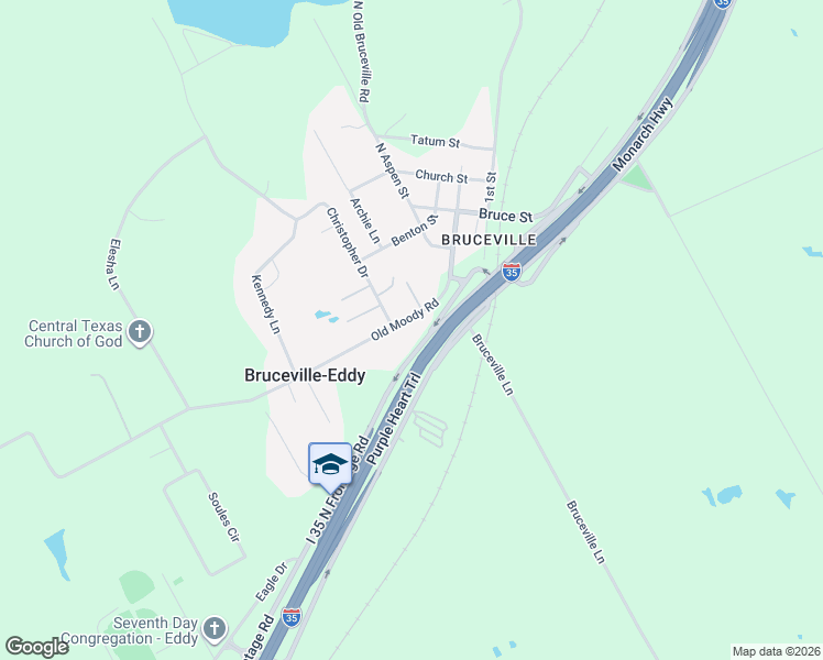 map of restaurants, bars, coffee shops, grocery stores, and more near 315 Old Moody Road in Bruceville-Eddy