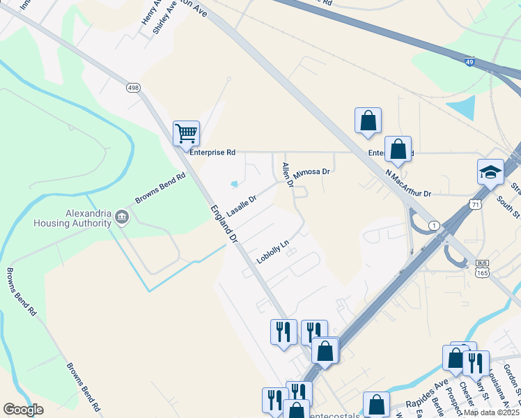 map of restaurants, bars, coffee shops, grocery stores, and more near 2714 Woodlawn Drive in Alexandria