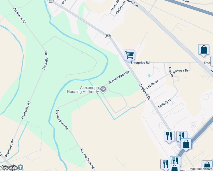 map of restaurants, bars, coffee shops, grocery stores, and more near 25667 West Sycamore Street in Alexandria