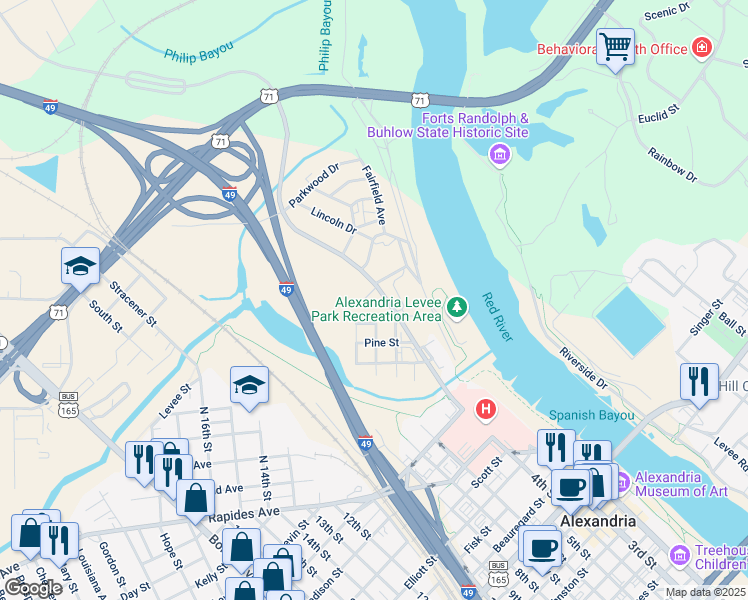 map of restaurants, bars, coffee shops, grocery stores, and more near 503 North 3rd Street in Alexandria