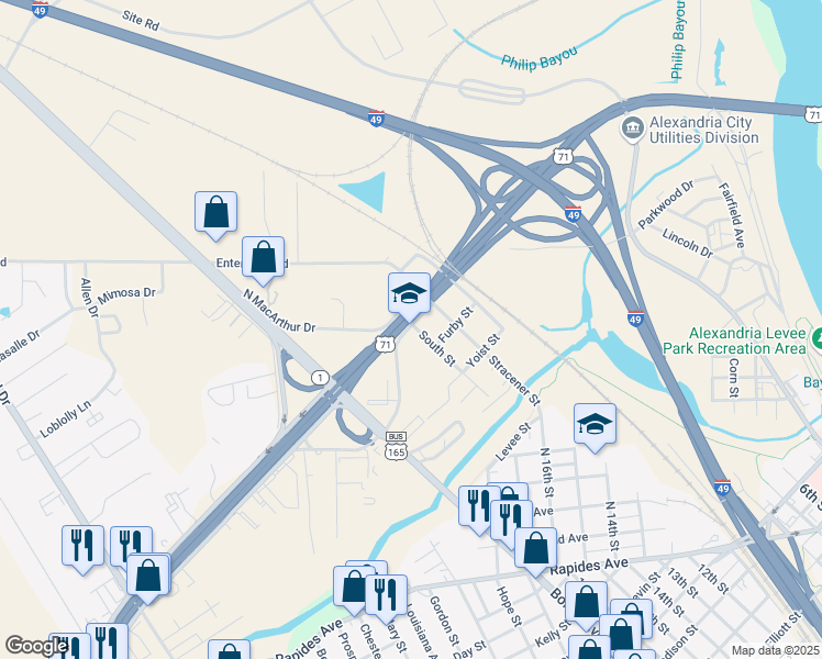 map of restaurants, bars, coffee shops, grocery stores, and more near in Alexandria