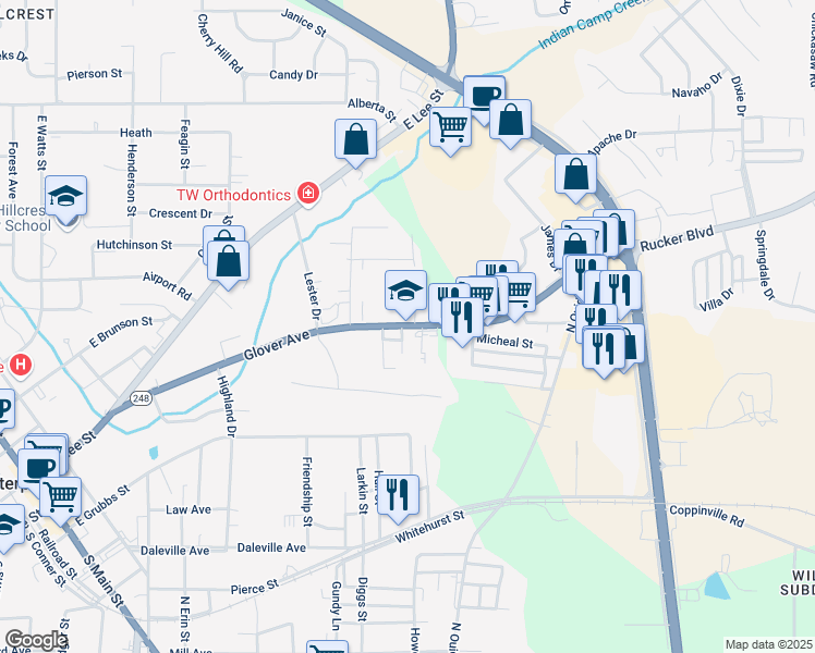 map of restaurants, bars, coffee shops, grocery stores, and more near in Enterprise
