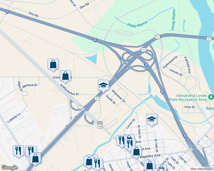 map of restaurants, bars, coffee shops, grocery stores, and more near in Alexandria