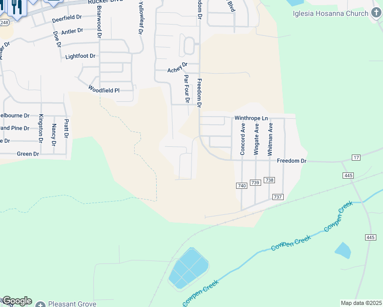 map of restaurants, bars, coffee shops, grocery stores, and more near 204 Southern Winds Drive in Enterprise