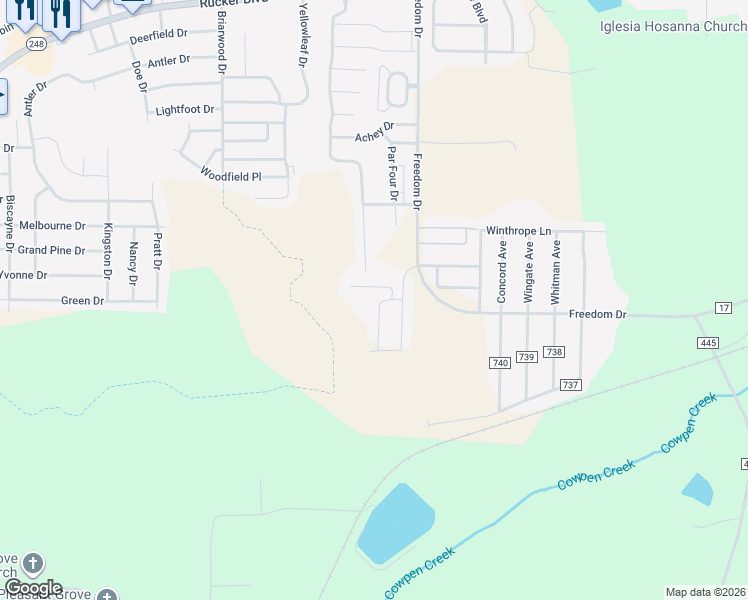 map of restaurants, bars, coffee shops, grocery stores, and more near 200 Savannah Drive in Enterprise