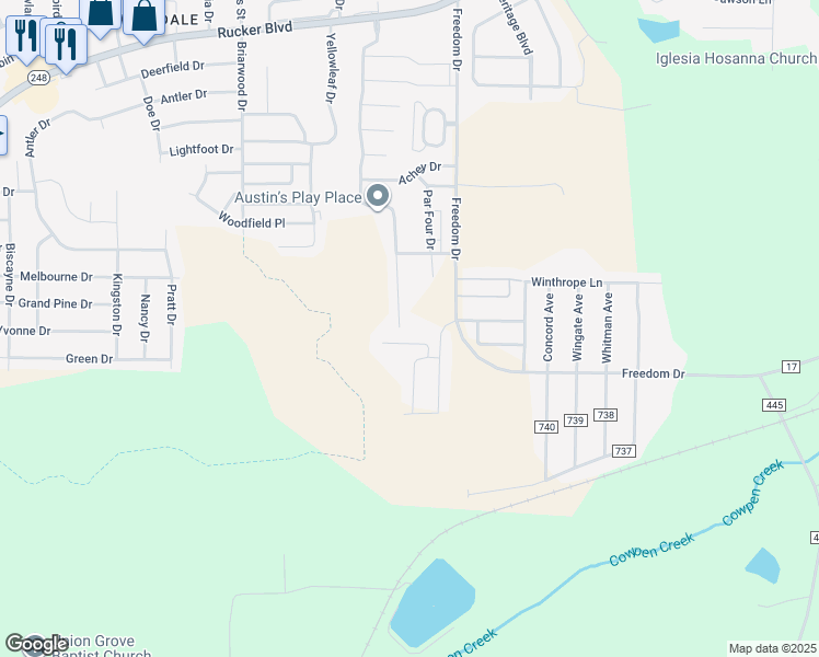 map of restaurants, bars, coffee shops, grocery stores, and more near 173 South Spring View Drive in Enterprise