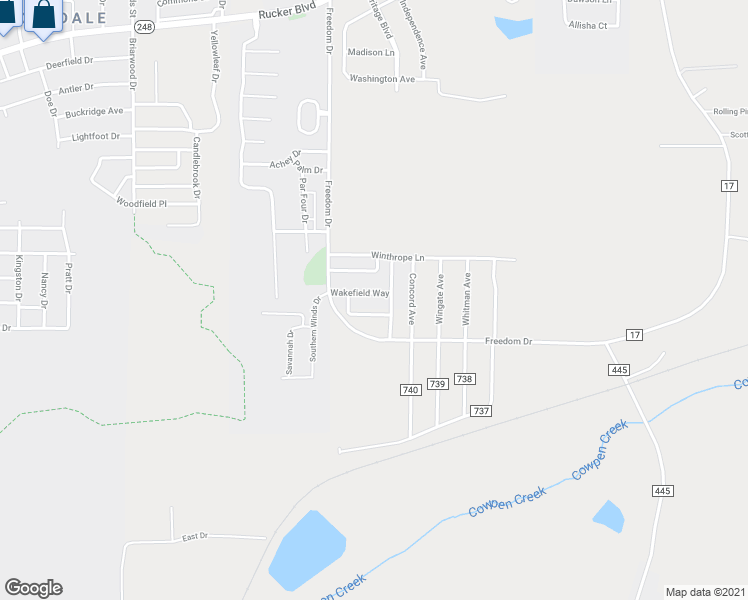 map of restaurants, bars, coffee shops, grocery stores, and more near 219 Camden Drive in Enterprise