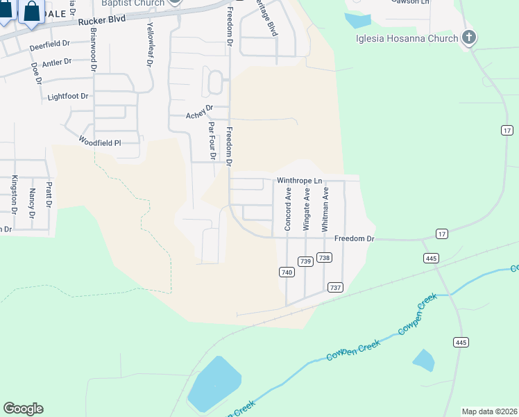 map of restaurants, bars, coffee shops, grocery stores, and more near 219 Camden Drive in Enterprise