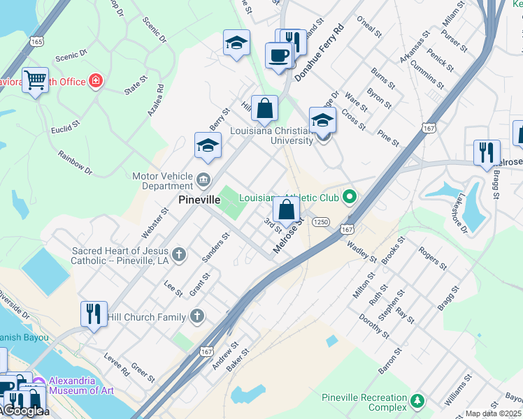 map of restaurants, bars, coffee shops, grocery stores, and more near 1000 Edenborn Street in Pineville