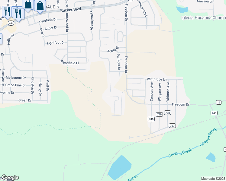 map of restaurants, bars, coffee shops, grocery stores, and more near 165 South Spring View Drive in Enterprise