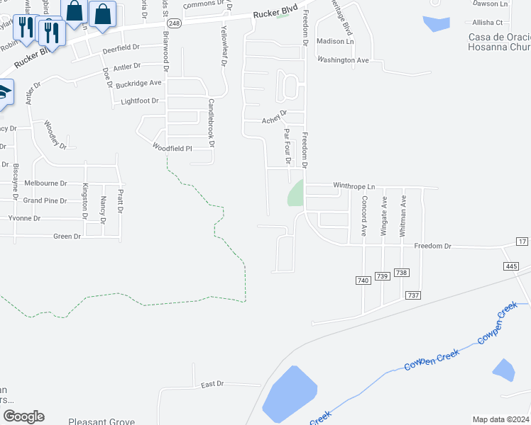map of restaurants, bars, coffee shops, grocery stores, and more near 170 South Spring View Drive in Enterprise