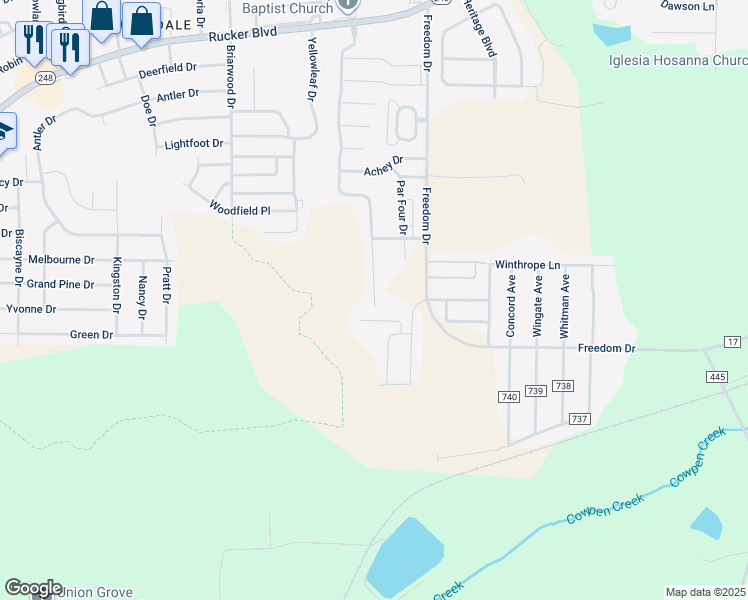 map of restaurants, bars, coffee shops, grocery stores, and more near 169 South Spring View Drive in Enterprise