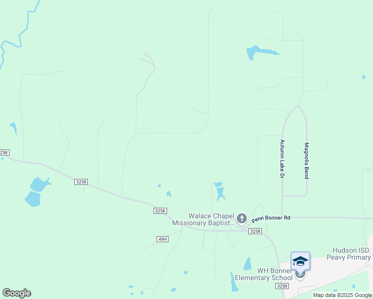 map of restaurants, bars, coffee shops, grocery stores, and more near 360 Mountainview Road in Lufkin