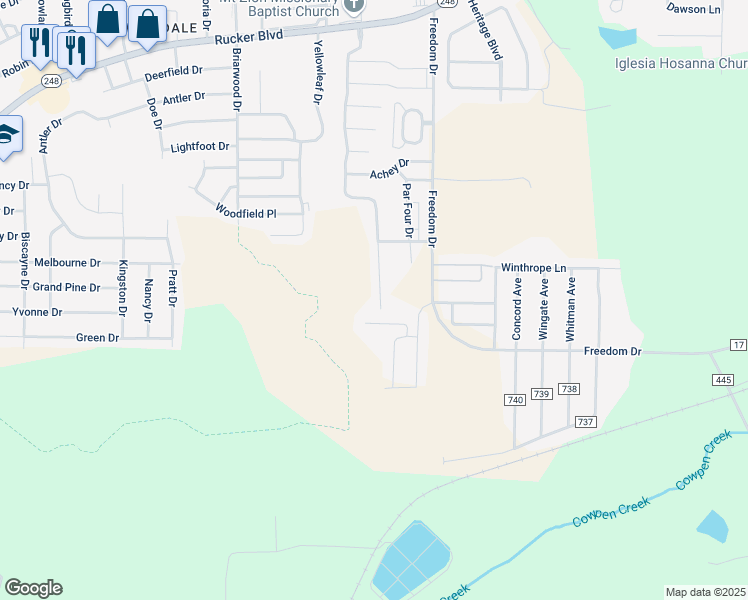 map of restaurants, bars, coffee shops, grocery stores, and more near 164 South Spring View Drive in Enterprise