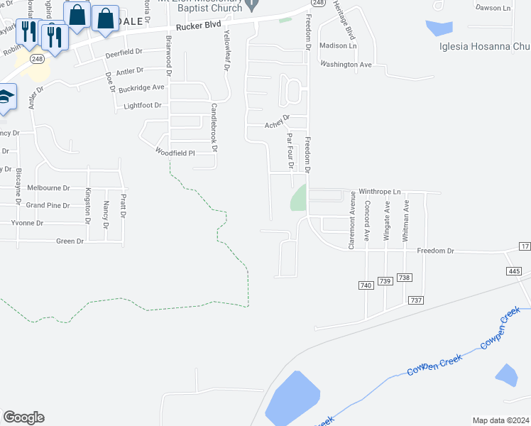 map of restaurants, bars, coffee shops, grocery stores, and more near 162 South Spring View Drive in Enterprise