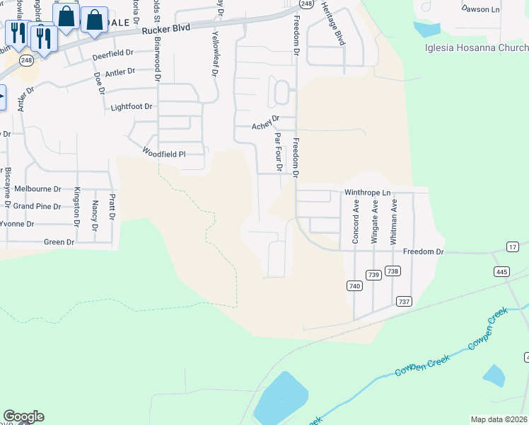 map of restaurants, bars, coffee shops, grocery stores, and more near 138 South Spring View Drive in Enterprise