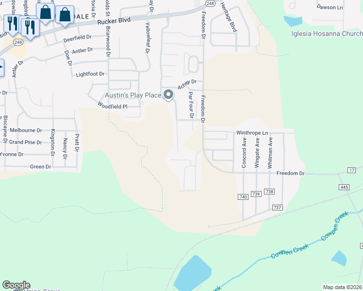 map of restaurants, bars, coffee shops, grocery stores, and more near 153 South Spring View Drive in Enterprise