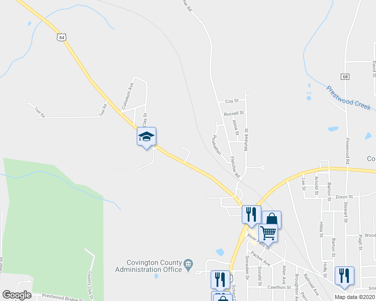 map of restaurants, bars, coffee shops, grocery stores, and more near 1311 Florence Street in Andalusia