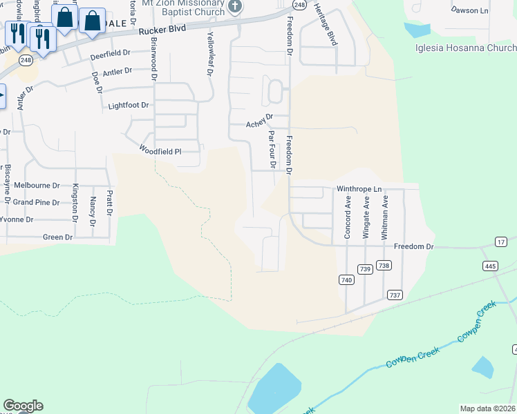 map of restaurants, bars, coffee shops, grocery stores, and more near 138 South Spring View Drive in Enterprise