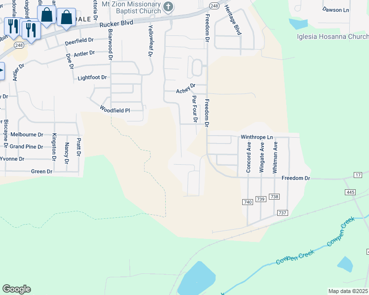 map of restaurants, bars, coffee shops, grocery stores, and more near 147 South Spring View Drive in Enterprise