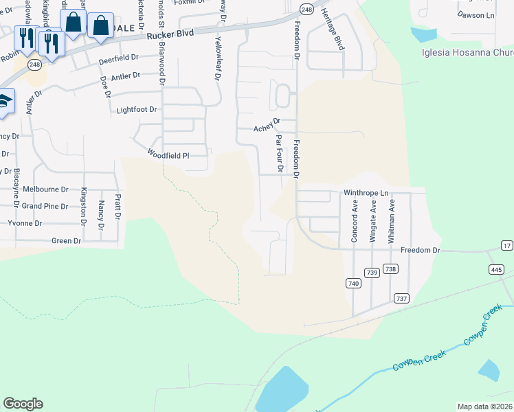 map of restaurants, bars, coffee shops, grocery stores, and more near 150 South Spring View Drive in Enterprise